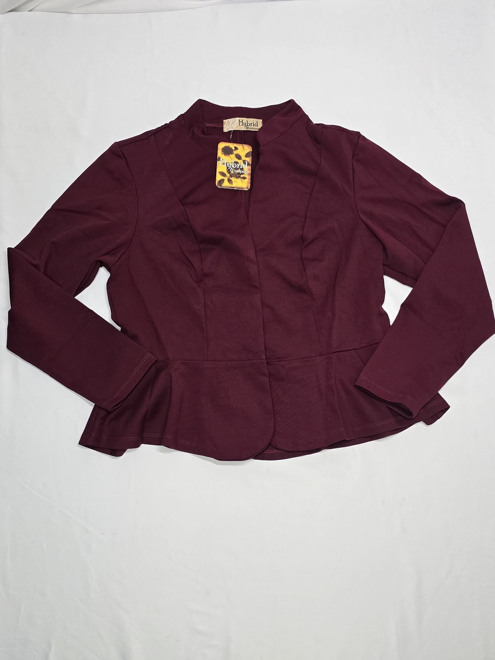 Hybrid & Company Wine Ponte Peplum Blazer 1X NWT
